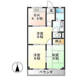 サンリバーハイツ 3DKの間取図画像