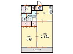 アイリス 2DKの間取図画像