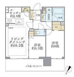 新交通ゆりかもめ 有明駅 徒歩4分の賃貸マンション 32階2LDKの間取り