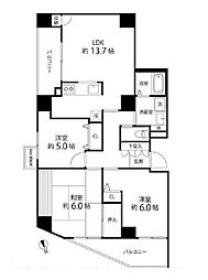 東京メトロ東西線 東陽町駅 徒歩14分の賃貸マンション 11階3LDKの間取り
