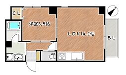 塚本ビレッジ 1階1LDKの間取り