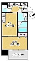 プリオーレ新開地 7階1DKの間取り