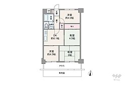 甲南グランドハイム御影 4DKの間取図画像