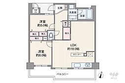 ワコーレ神戸森北町 2LDKの間取図画像