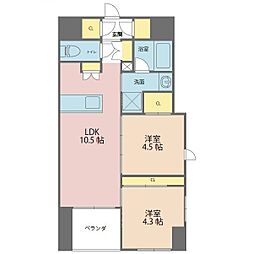 ブラントン日本橋大伝馬町 5階2LDKの間取り