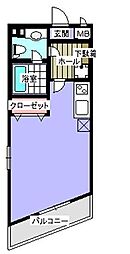 エコロジー目黒青葉台プロセンチュリー 5階ワンルームの間取り