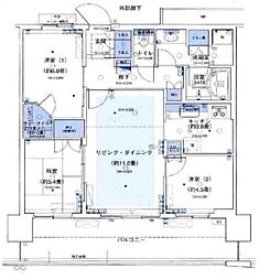 アーバンドックパークシティ豊洲タワーA 3LDKの間取図画像