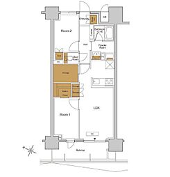 ＲＪＲプレシア東十条ガーデン 4階2LDKの間取り