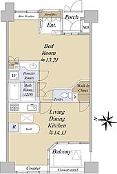 パークスクエア小石川 9階1LDKの間取り