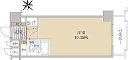 藤和新川コープ 10階ワンルームの間取り