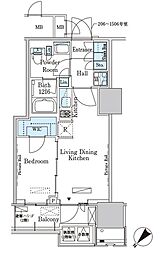 HARUMIFLAG PORT VILLAGE B棟 12階1LDKの間取り