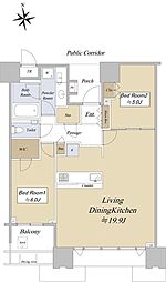 ドゥ・トゥール 20階2LDKの間取り