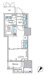 HARUMIFLAG PORT VILLAGE A棟 13階1DKの間取り