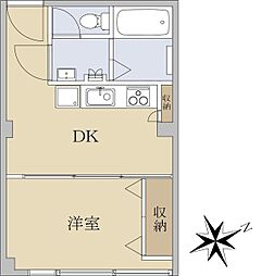 大澤ビル 4階1DKの間取り