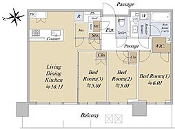 シティタワーズ東京ベイ　イーストタワー 16階3LDKの間取り