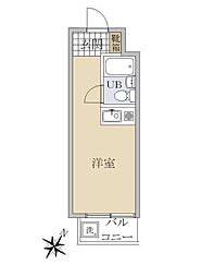 コアクレスト福生 3階ワンルームの間取り