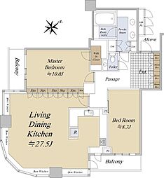 シティタワー大崎 25階2LDKの間取り