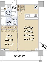 シティタワー新宿 26階1LDKの間取り