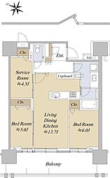 プラウド八幡山 4階2SLDKの間取り