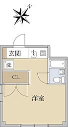 カーサ宮園 1階ワンルームの間取り