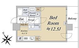 シティタワー新宿 18階1Kの間取り