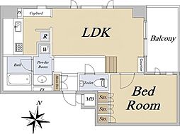 アトラス江戸川アパートメント 3階1LDKの間取り