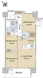 シティハウス巣鴨 13階3LDKの間取り