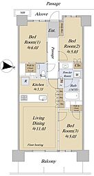 ジオ板橋大山 9階3LDKの間取り