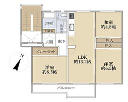 洋光台南第1団地4-5号棟 3階3LDKの間取り