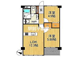サンハイツ六ツ門コーポラティブハウス 2LDKの間取図画像