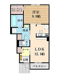 ノルデンB 1階1LDKの間取り