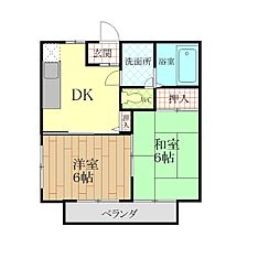 フレグランス国府 2DKの間取図画像