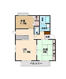 シャーメゾンラヴィA 2LDKの間取図画像