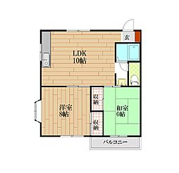 プレタメゾン国府 2LDKの間取図画像