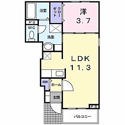 パピヨン 1LDKの間取図画像