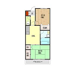ラフィーネ 2DKの間取図画像