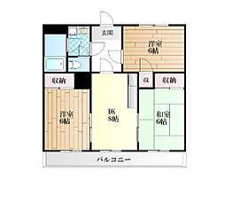 榎本マンション 3DKの間取図画像
