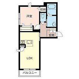 グリーンヴィラ 1LDKの間取図画像