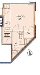 東京メトロ有楽町線 江戸川橋駅 徒歩6分の賃貸マンション 2階ワンルームの間取り