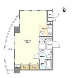 東京メトロ南北線 目黒駅 徒歩2分の賃貸マンション 12階ワンルームの間取り