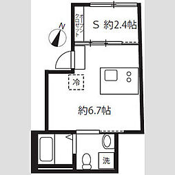 東急目黒線 不動前駅 徒歩7分の賃貸マンション 4階1Kの間取り