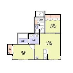 東急東横線 中目黒駅 徒歩9分の賃貸アパート 1階2LDKの間取り