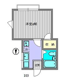 東京メトロ日比谷線 中目黒駅 徒歩11分の賃貸アパート 1階1Kの間取り