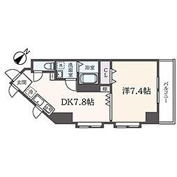 JR山手線 恵比寿駅 徒歩2分の賃貸マンション 9階1DKの間取り
