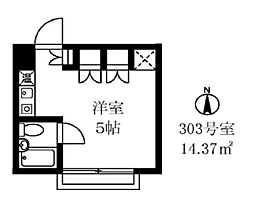 JR山手線 恵比寿駅 徒歩10分の賃貸マンション 3階ワンルームの間取り