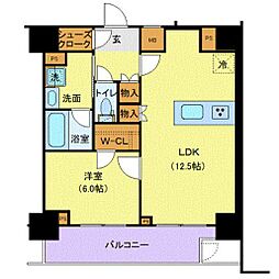 西武新宿線 下落合駅 徒歩9分の賃貸マンション 1階1LDKの間取り