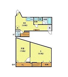 JR山手線 恵比寿駅 徒歩8分の賃貸マンション 1階1SDKの間取り