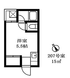 JR山手線 恵比寿駅 徒歩6分の賃貸アパート 2階ワンルームの間取り