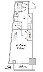 都営大江戸線 若松河田駅 徒歩5分の賃貸マンション 5階1Kの間取り