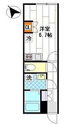 早稲田鶴巻IMAハウス ワンルームの間取図画像